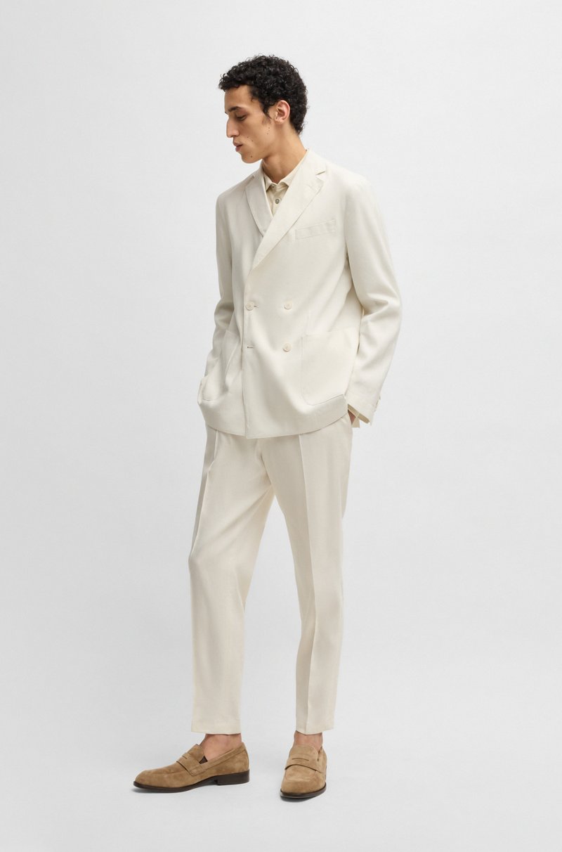 Hugo Boss Pantalones Tapered Fit En Mezcla De Lino