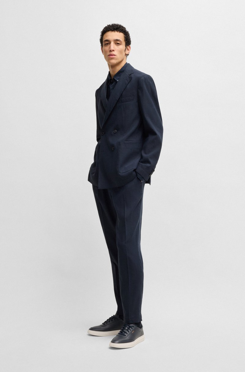 Hugo Boss Pantalones Tapered Fit En Mezcla De Lino