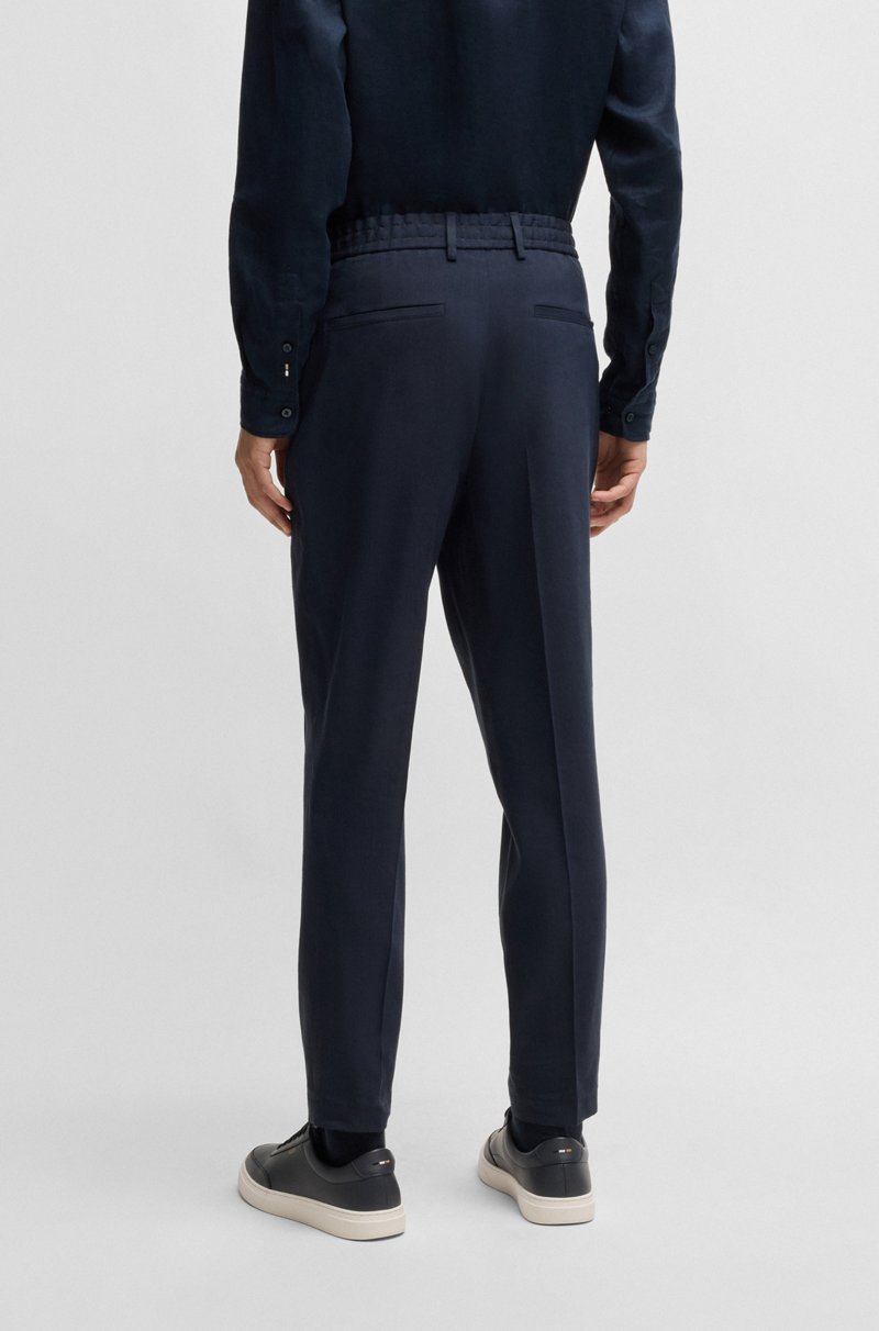 Hugo Boss Pantalones Tapered Fit En Mezcla De Lino