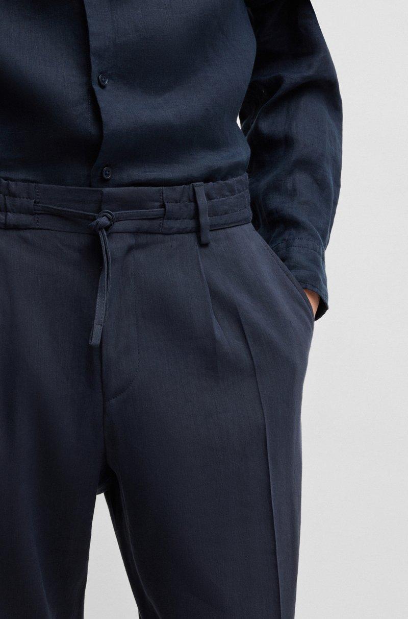 Hugo Boss Pantalones Tapered Fit En Mezcla De Lino