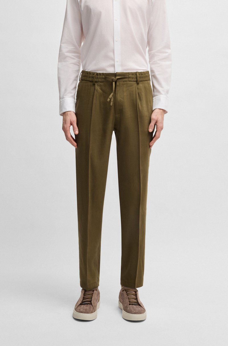 Hugo Boss Pantalones tapered fit en mezcla de lino