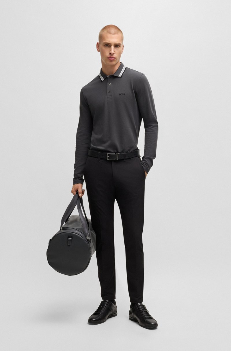 Hugo Boss Polo De Manga Larga En Piqué De Algodón