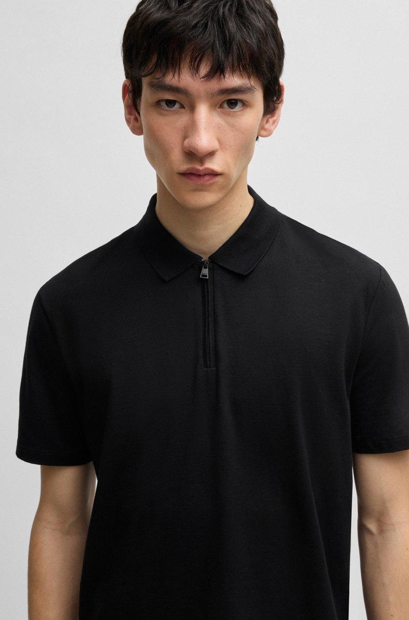 Hugo Boss Polo De Punto Flameado Con Cremallera