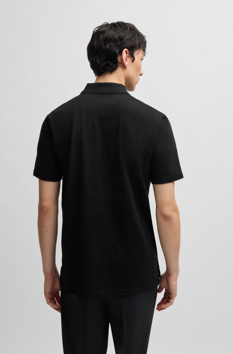 Hugo Boss Polo De Punto Flameado Con Cremallera