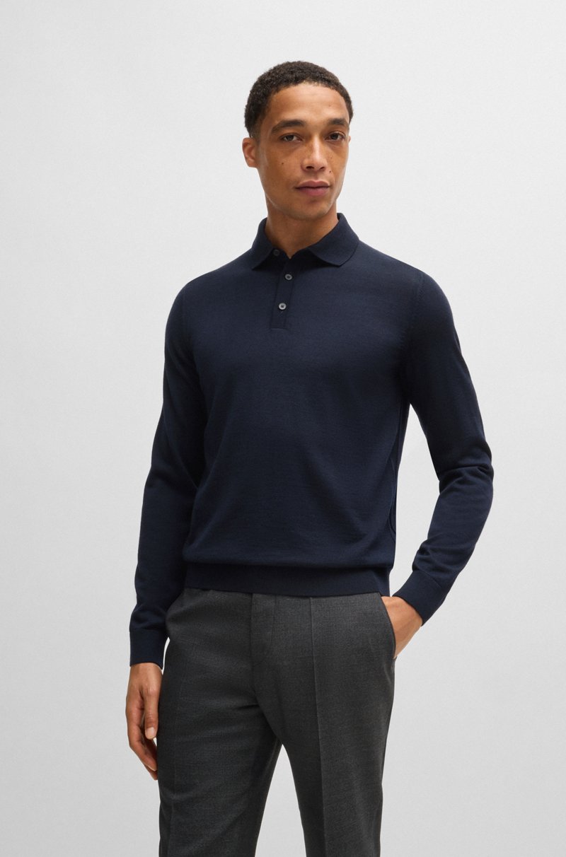 Hugo Boss Polo slim fit de punto de lana merina