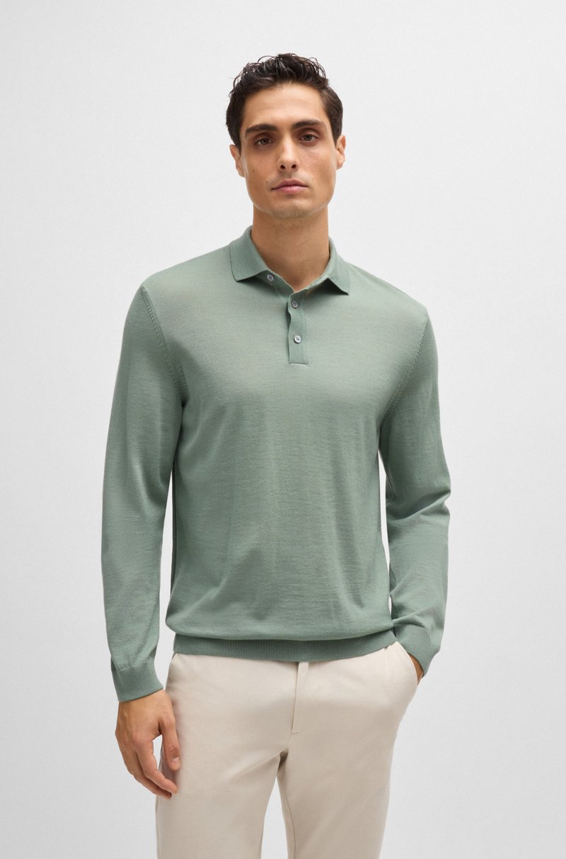 Hugo Boss Polo slim fit de punto de lana merina