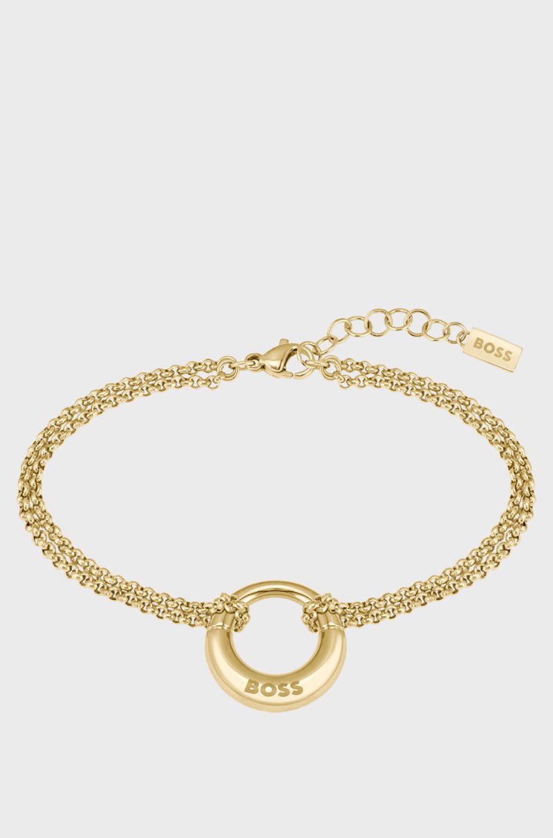 Hugo Boss Pulsera dorada con aro de la marca