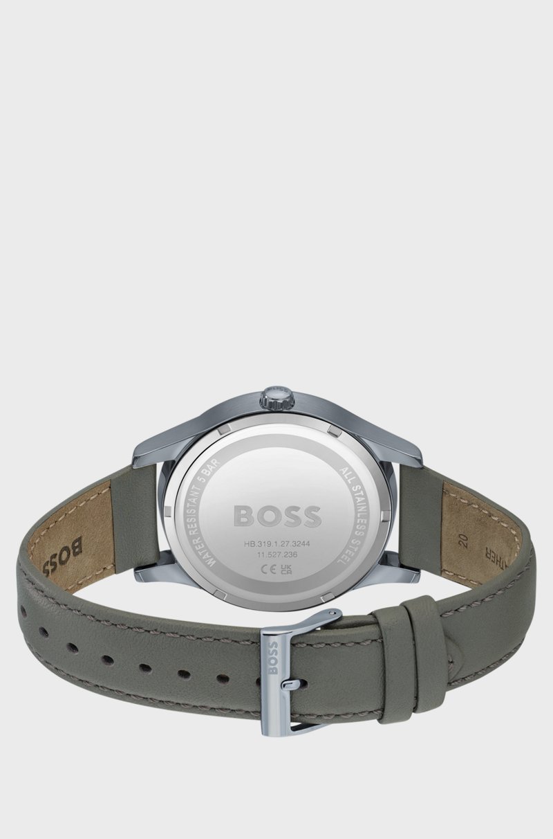 Hugo Boss Reloj Chapado En Gris Con Correa De Piel