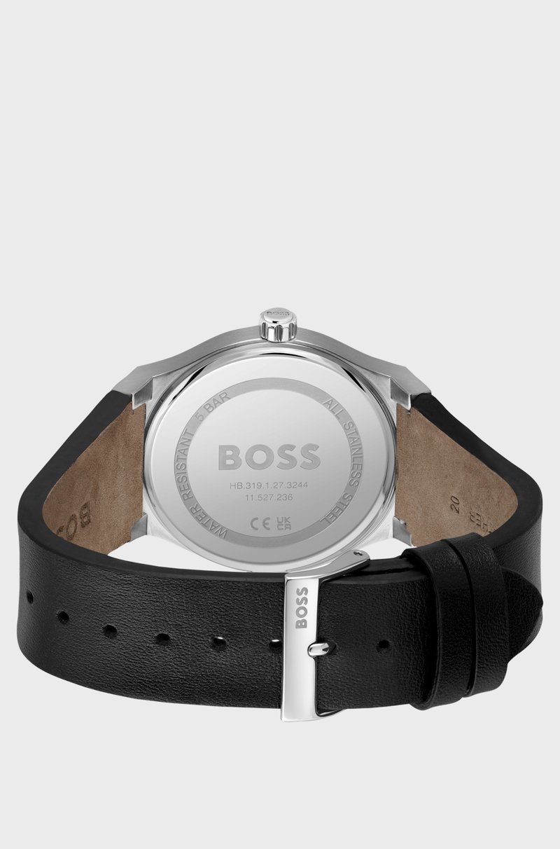 Hugo Boss Reloj Con Correa De Piel Y Esfera Negra