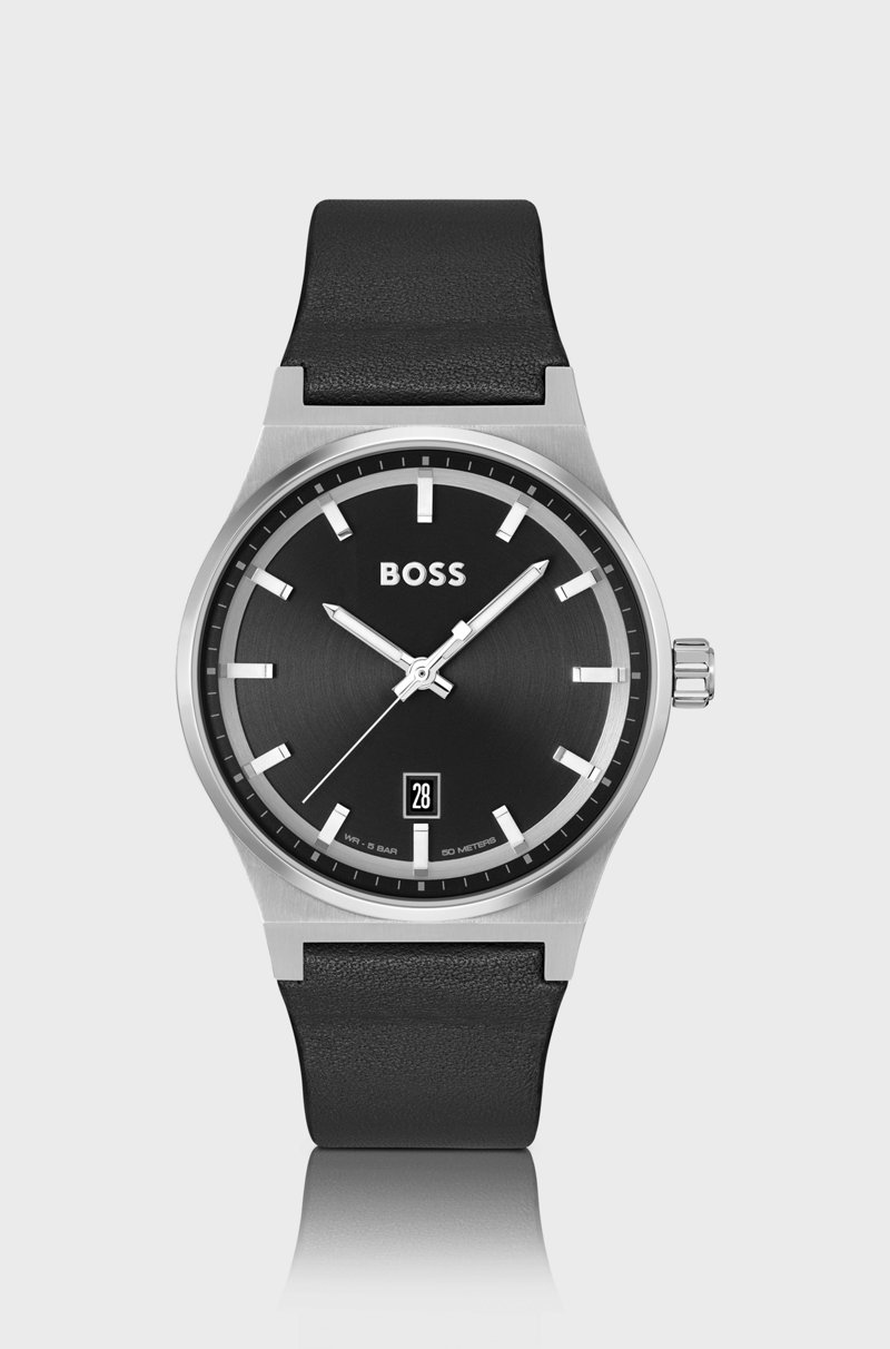 Hugo Boss Reloj con correa de piel y esfera negra