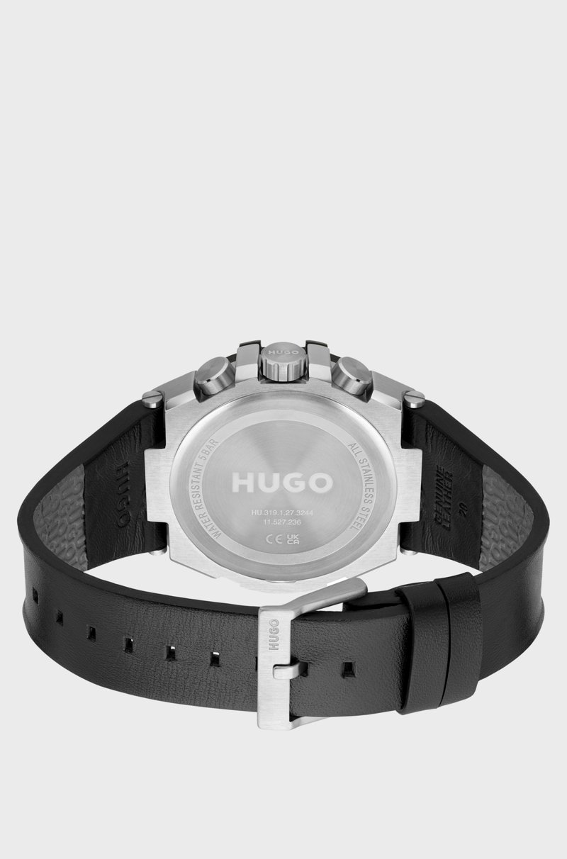 Hugo Boss Reloj Con Esfera Negra Y Correa De Piel