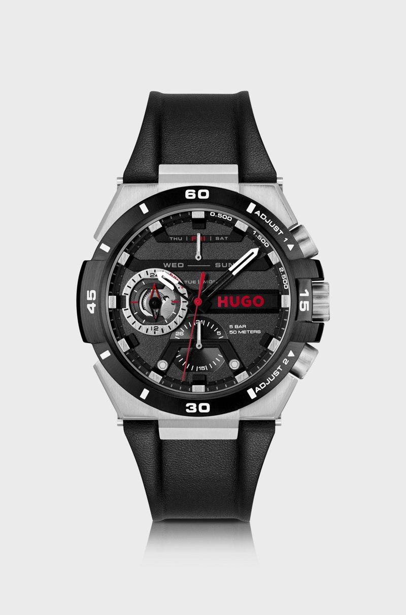 Hugo Boss Reloj con esfera negra y correa de piel
