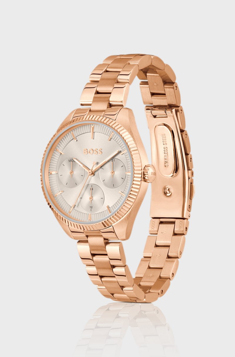 Hugo Boss Reloj Dorado Con Bisel Acanalado