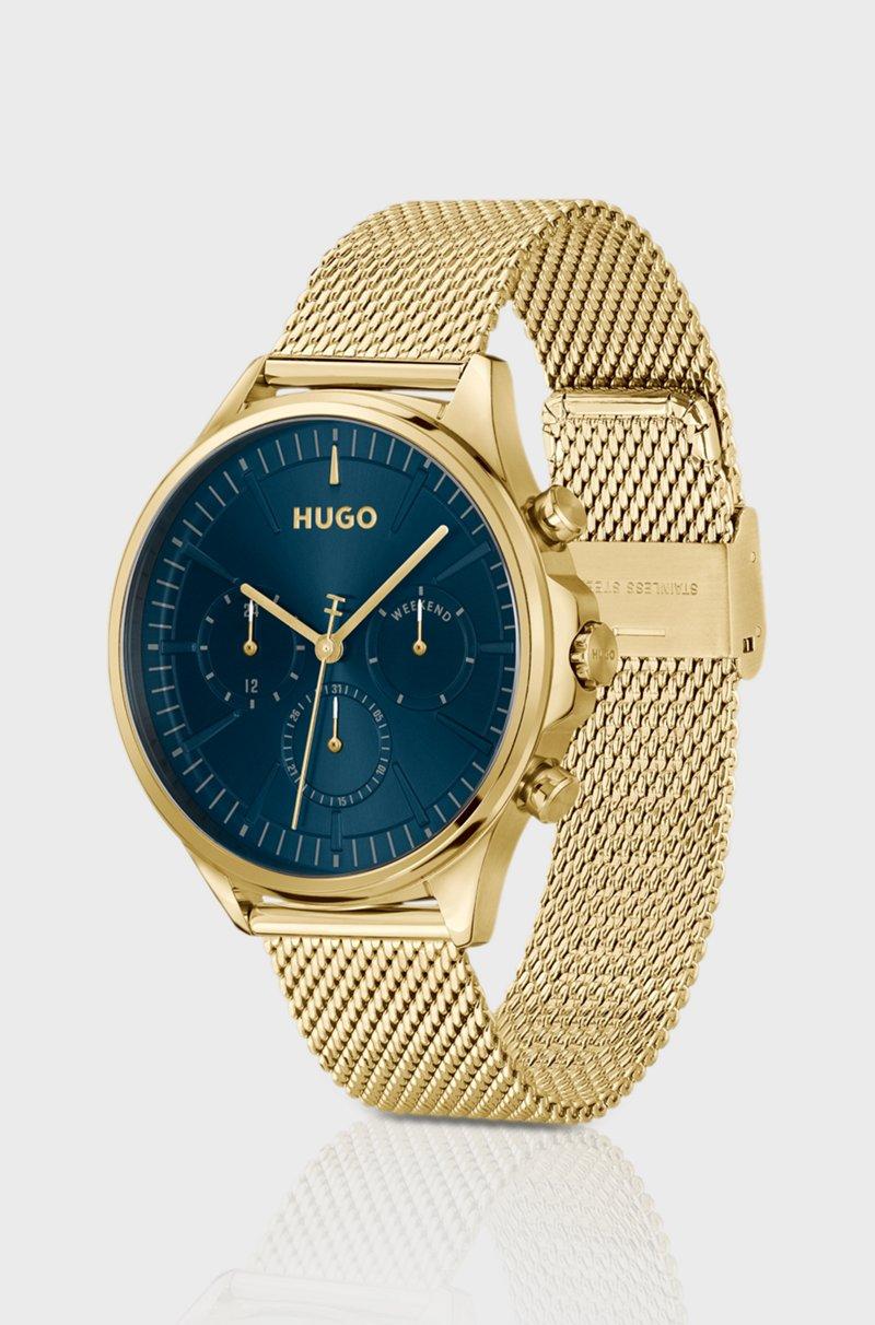 Hugo Boss Reloj Dorado Con Esfera Azul