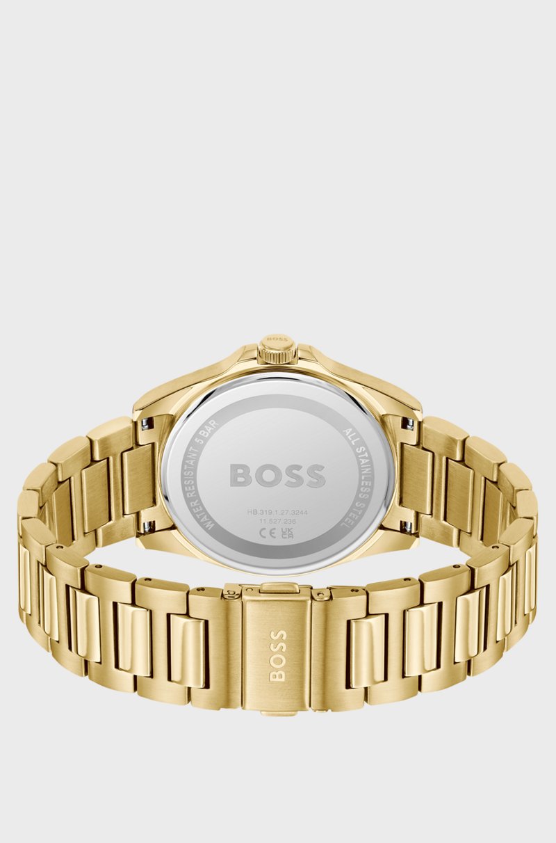 Hugo Boss Reloj Dorado Con Esfera Azul Estriada