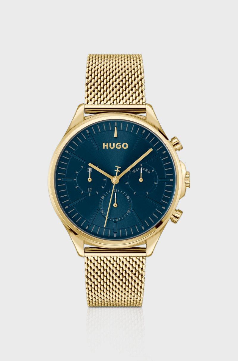 Hugo Boss Reloj Dorado Con Esfera Azul