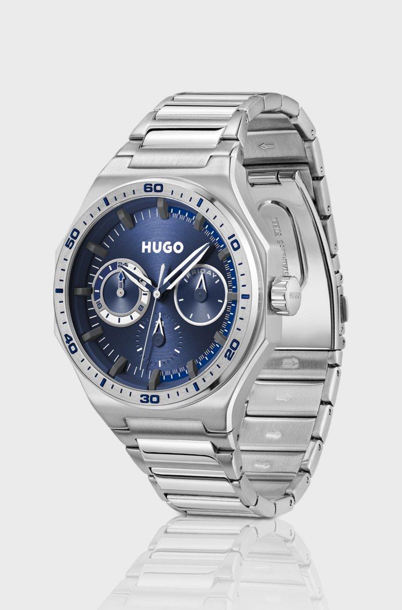 Hugo Boss Reloj Plateado Con Esfera Azul