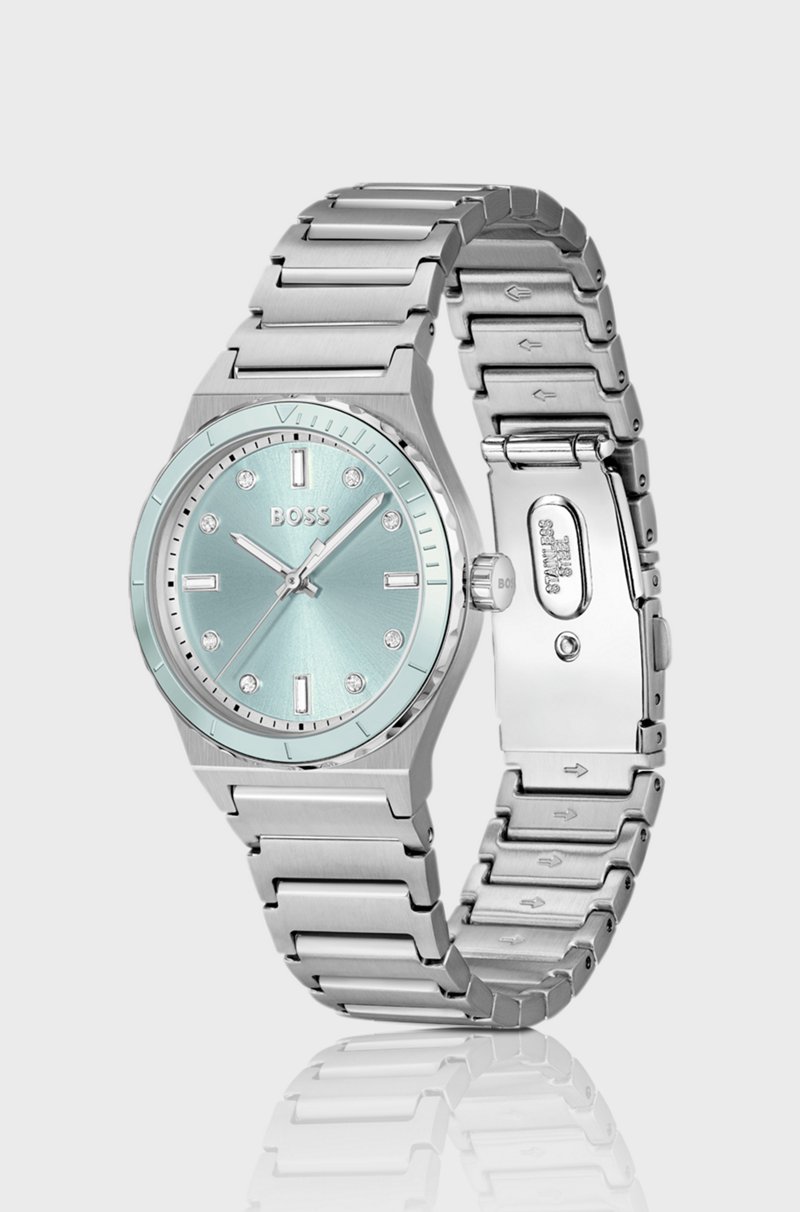 Hugo Boss Reloj Plateado Con Esfera Azul