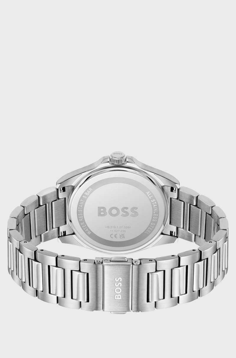 Hugo Boss Reloj Plateado Con Esfera Negra Ranurada