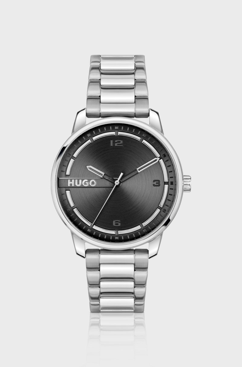 Hugo Boss Reloj Plateado Con Esfera Negra