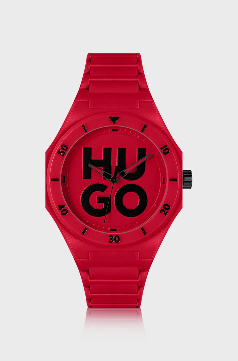 Hugo Boss Reloj rojo con correa de silicona tonal
