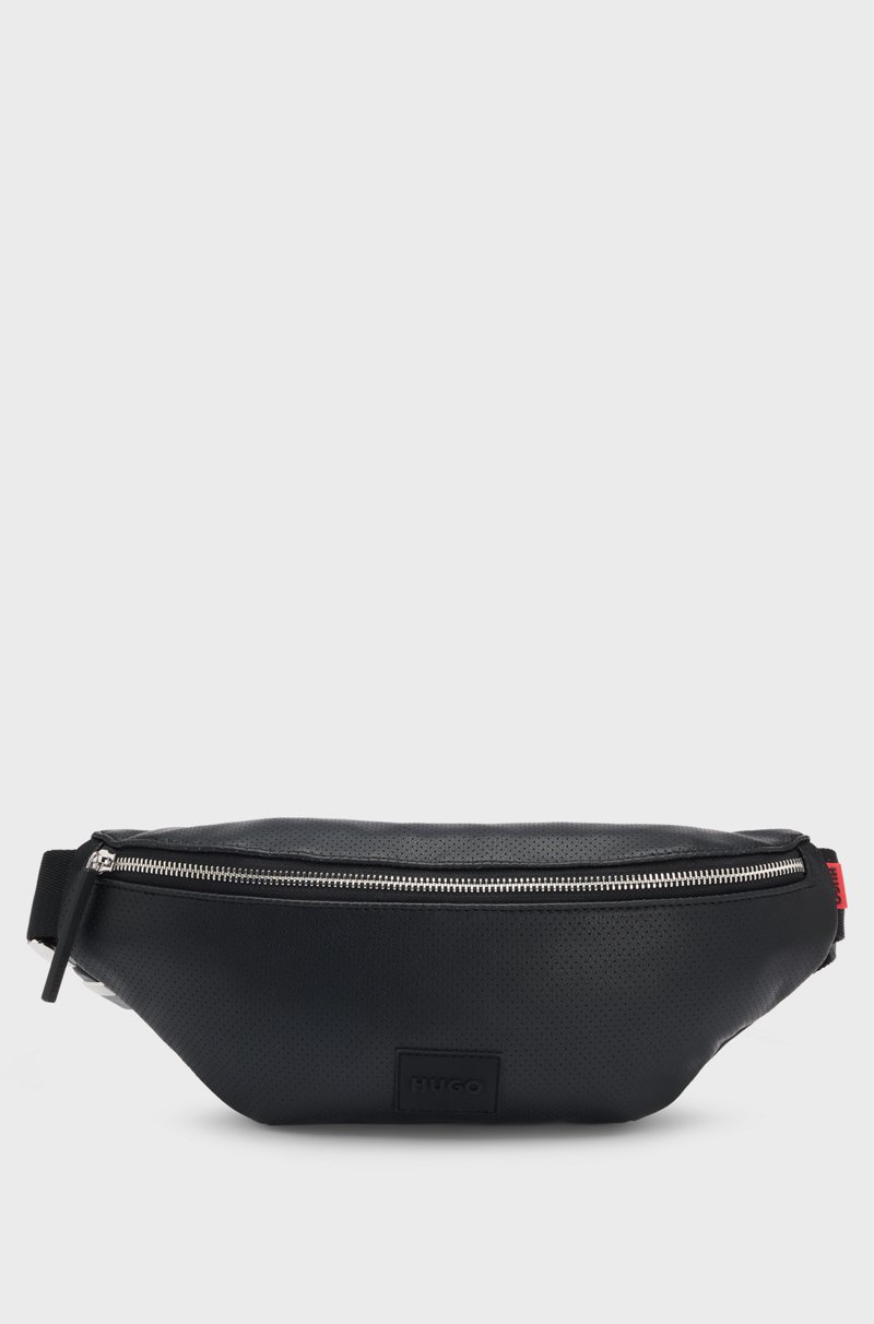 Hugo Boss Riñonera de piel sintética perforada