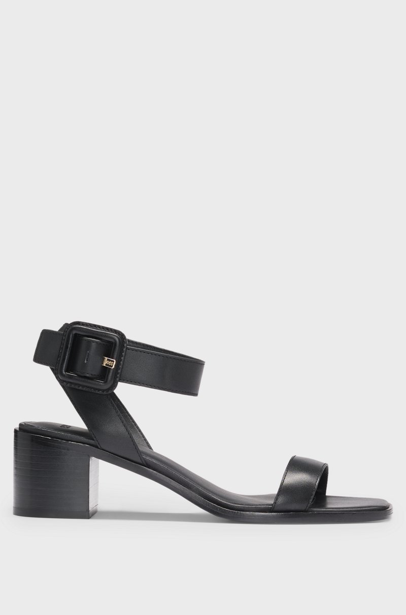 Hugo Boss Sandalias De Piel Con Tacón En Bloque