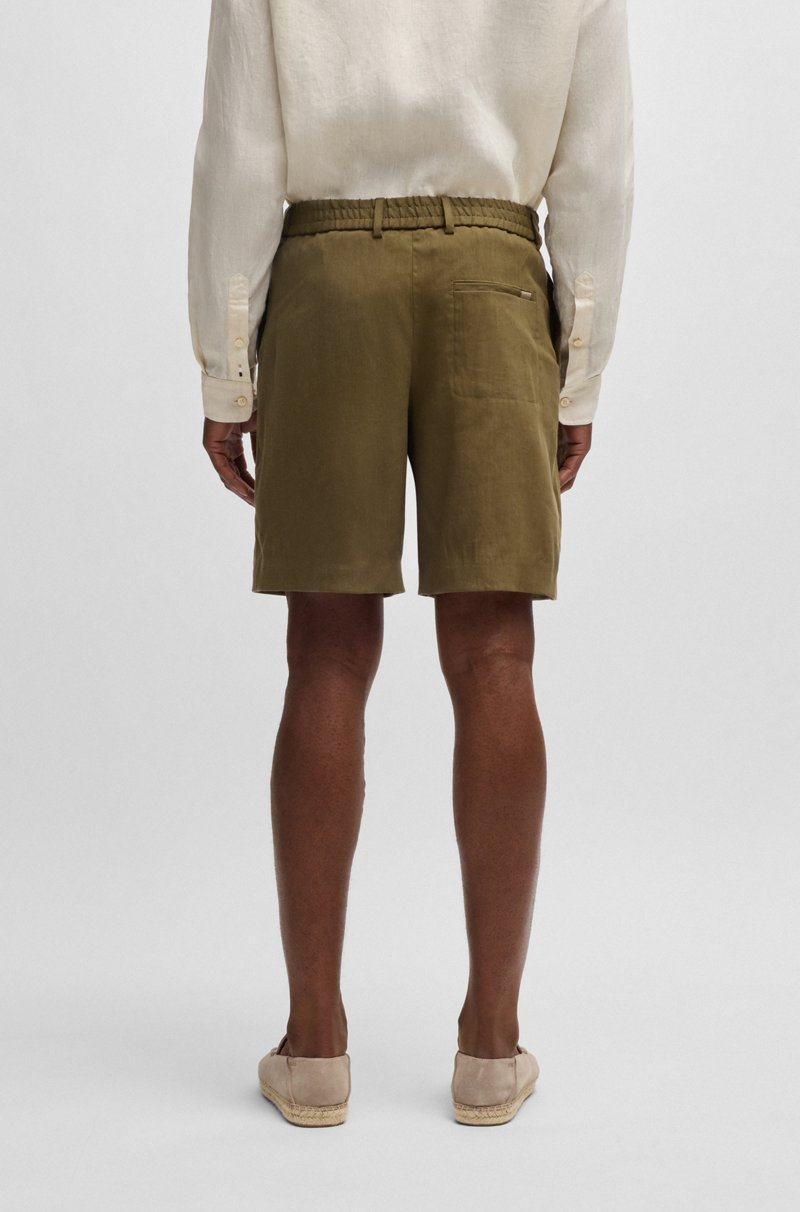 Hugo Boss Shorts Formales En Mezcla De Lino