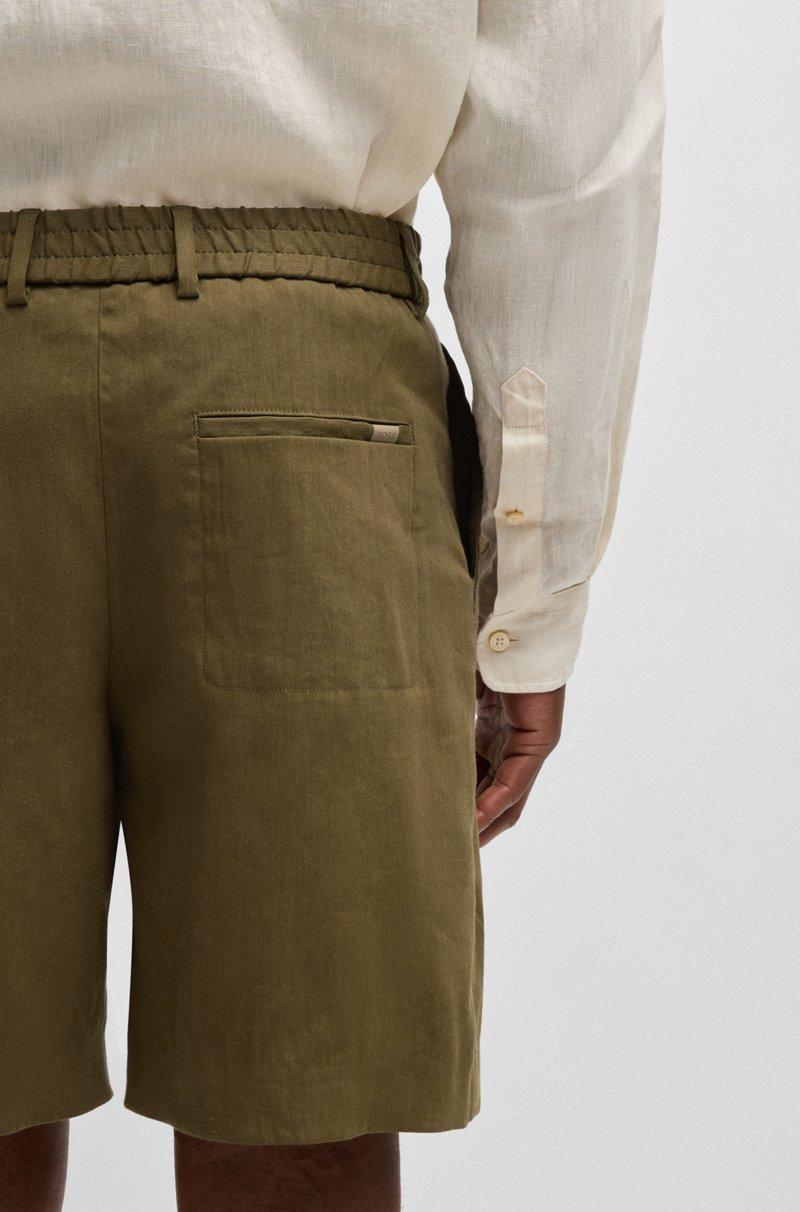 Hugo Boss Shorts Formales En Mezcla De Lino
