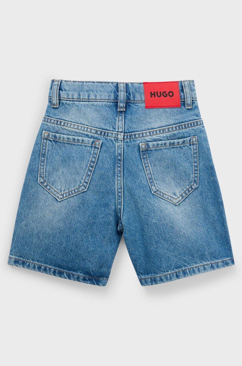 Hugo Boss Shorts Holgados Para Niños En Denim Azul