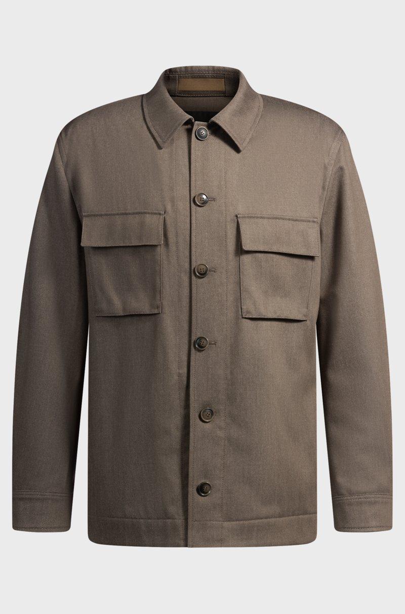 Hugo Boss Sobrecamisa relaxed fit en lana virgen