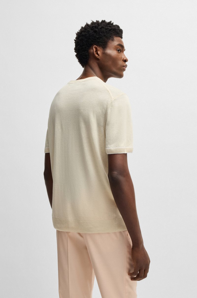 Hugo Boss Sudadera En Mezcla De Lino Con Ribeteado