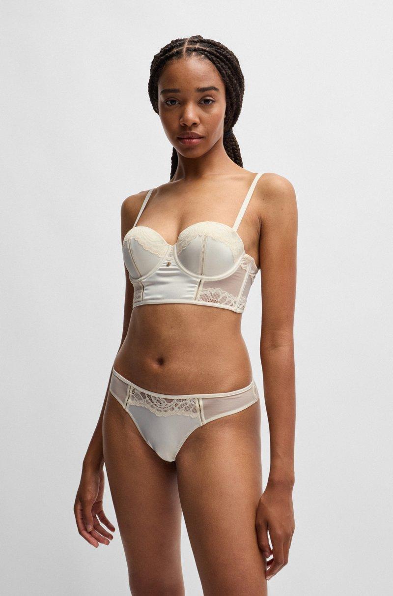 Hugo Boss Tanga Con Detalle De Encaje Y Logo