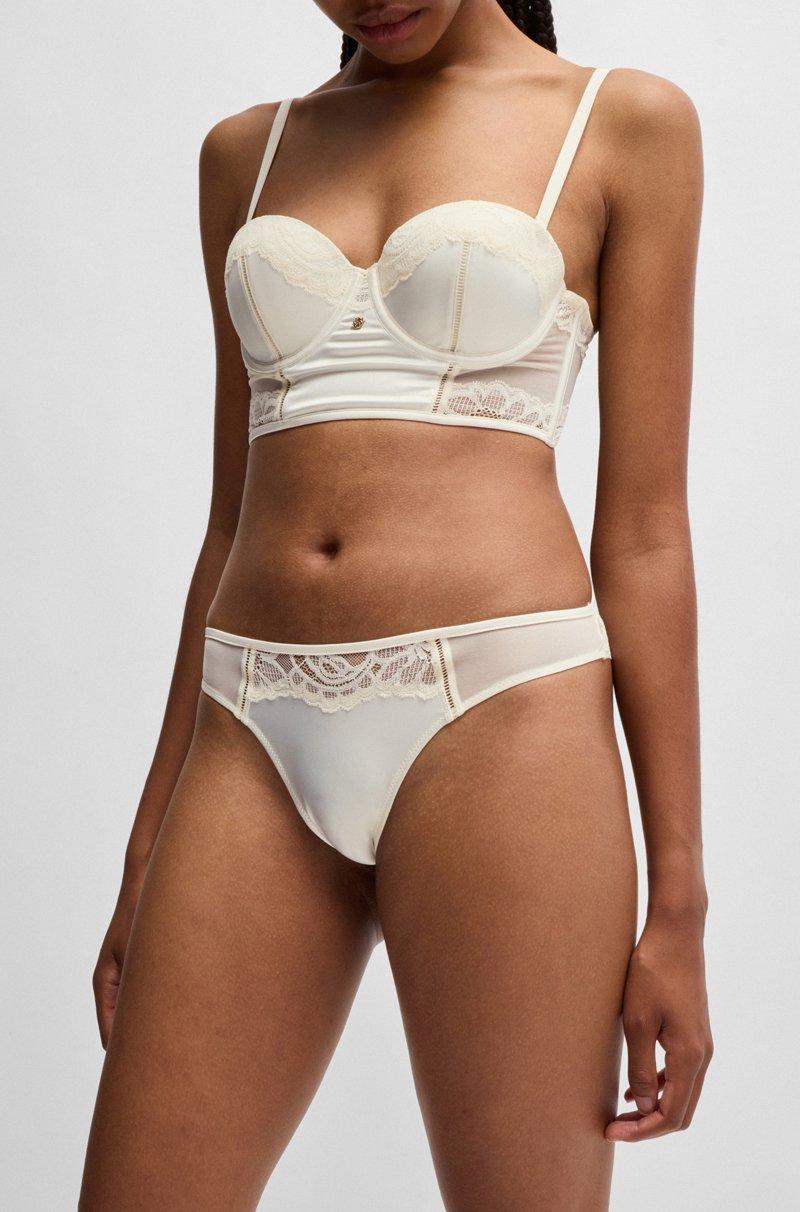 Hugo Boss Tanga con detalle de encaje y logo