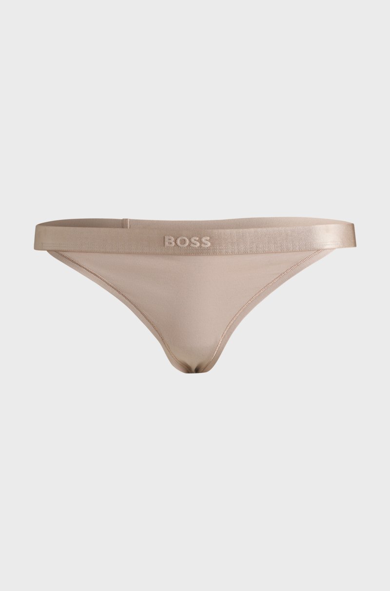 Hugo Boss Tanga De Algodón Con Logo En La Cintura
