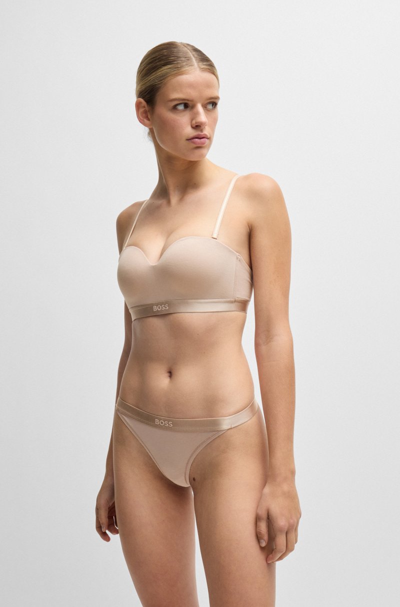 Hugo Boss Tanga de algodón con logo en la cintura