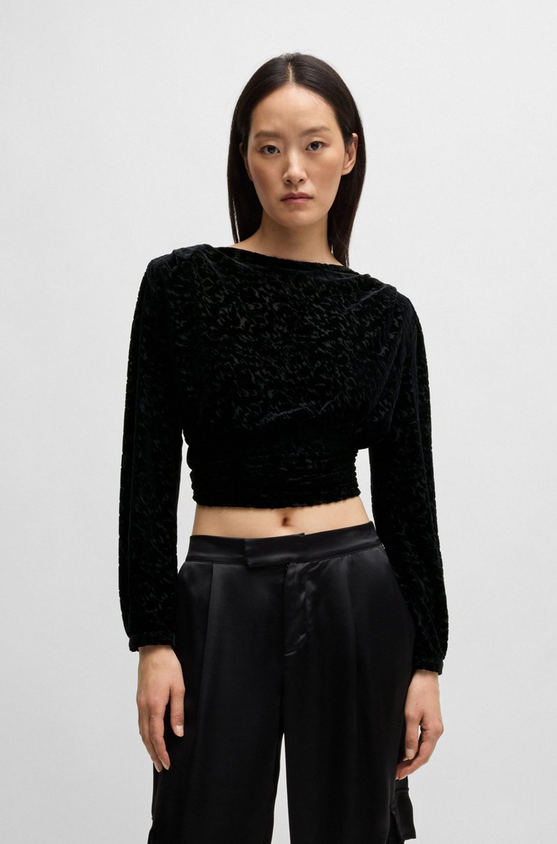 Hugo Boss Top cruzado en punto devoré