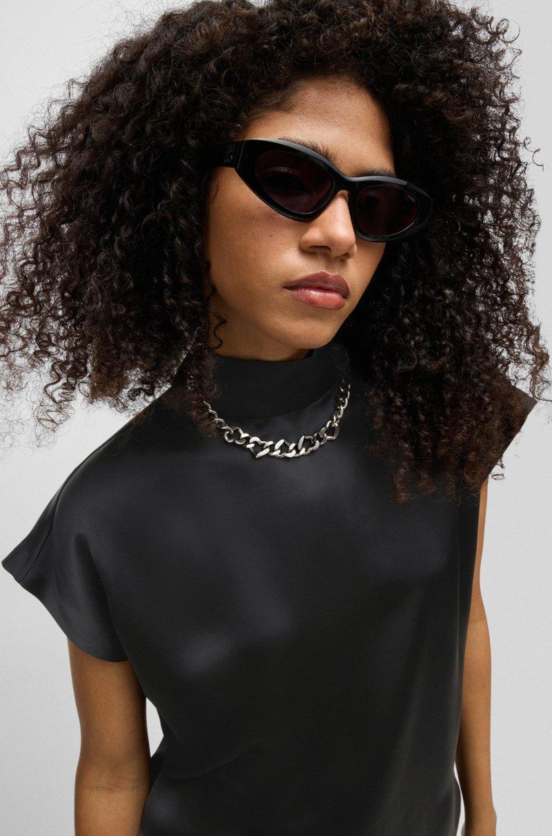 Hugo Boss Top De Cuello Medio En Raso Fluido