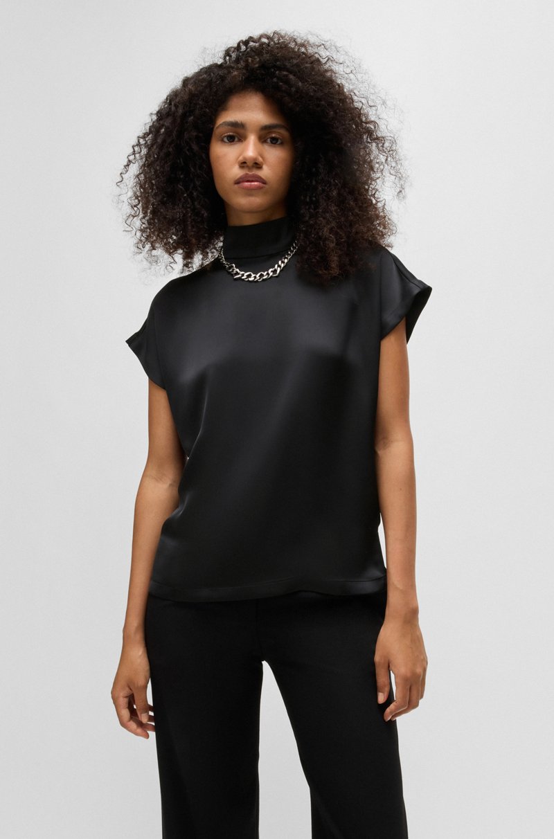 Hugo Boss Top de cuello medio en raso fluido