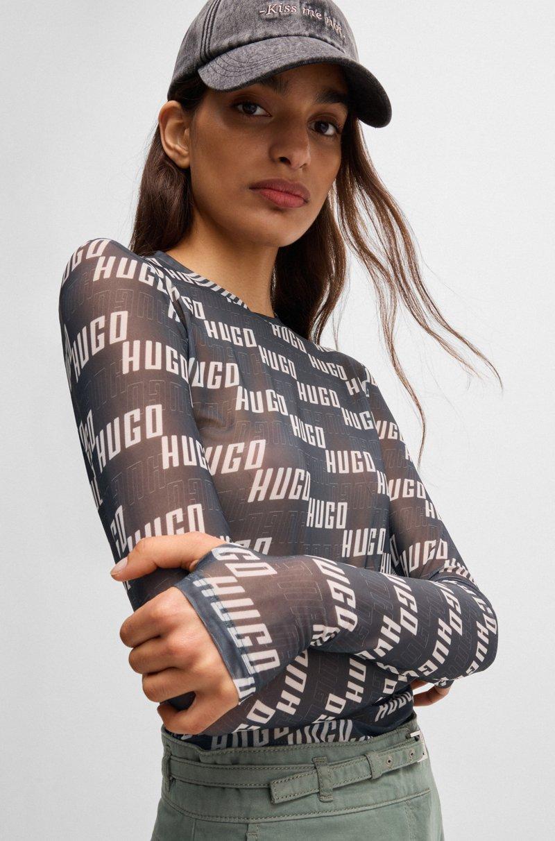 Hugo Boss Top De Malla Elástica Con Logo Estampado