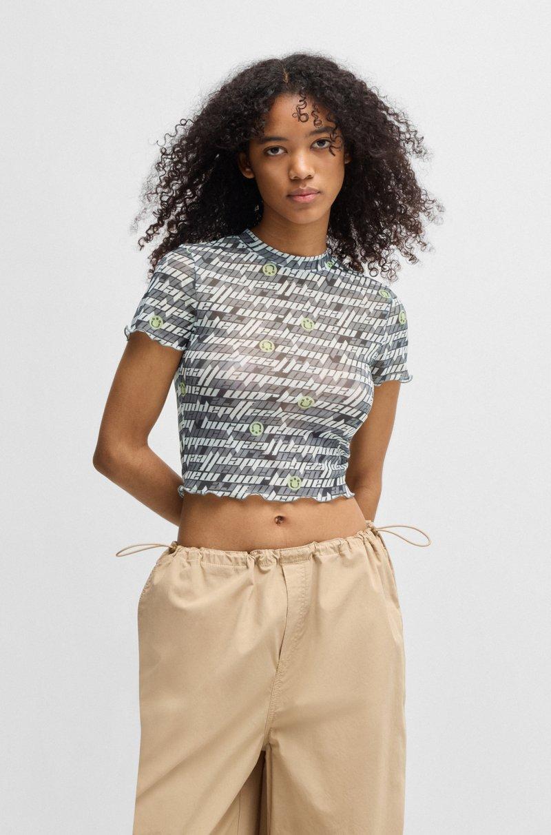 Hugo Boss Top De Malla Elástica Con Logo Estampado