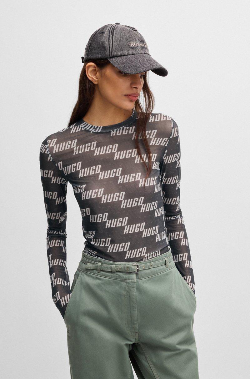 Hugo Boss Top De Malla Elástica Con Logo Estampado