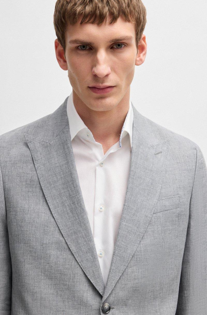 Hugo Boss Traje De Mezcla De Lino Con Micromotivo