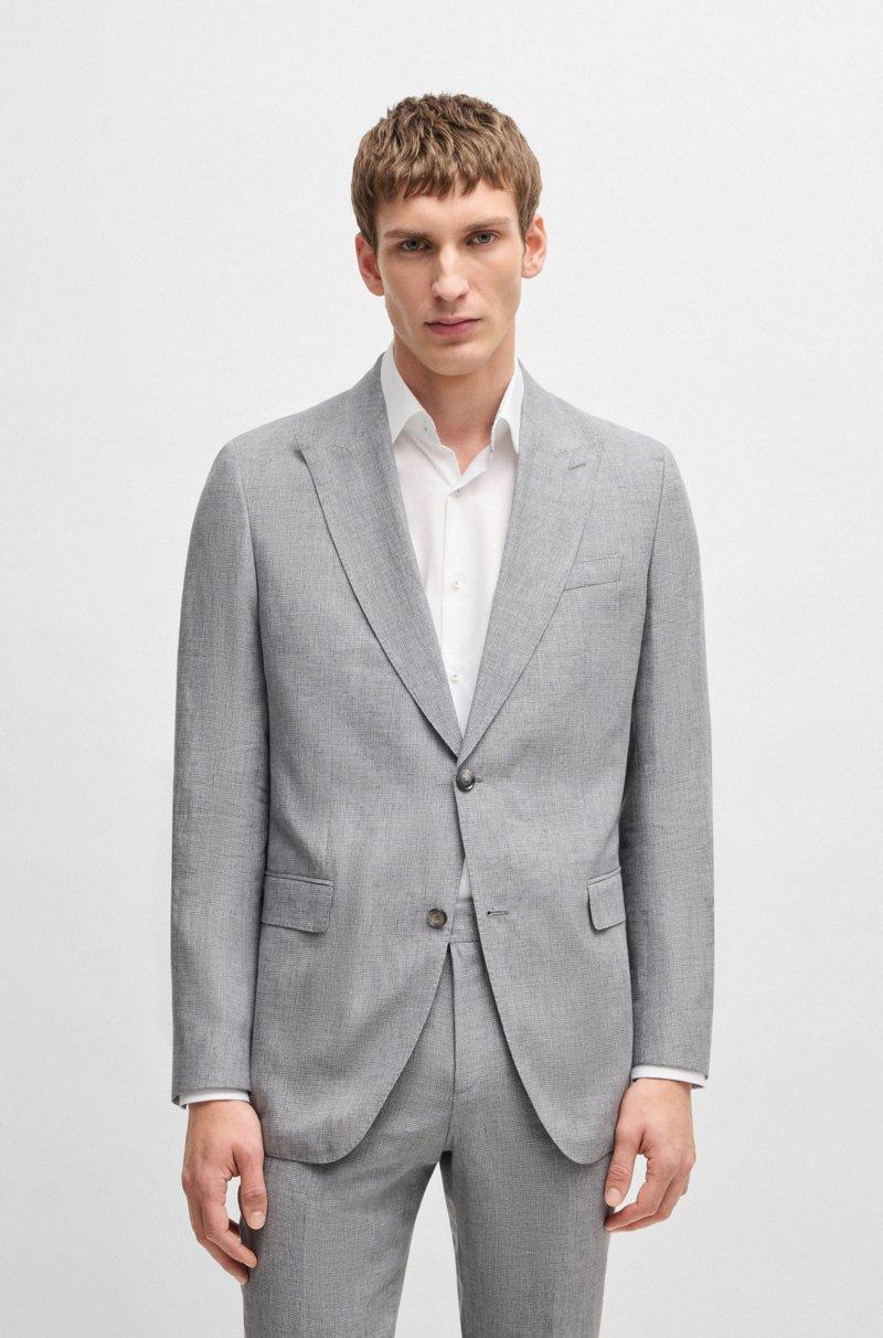 Hugo Boss Traje De Mezcla De Lino Con Micromotivo