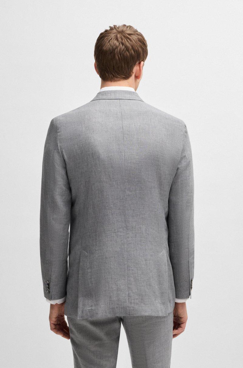 Hugo Boss Traje De Mezcla De Lino Con Micromotivo