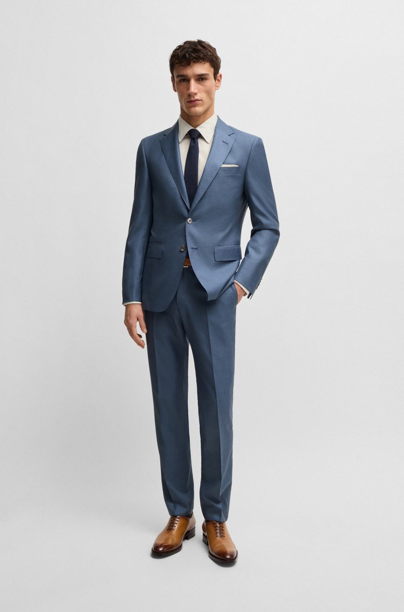Hugo Boss Traje slim fit de lana virgen y seda