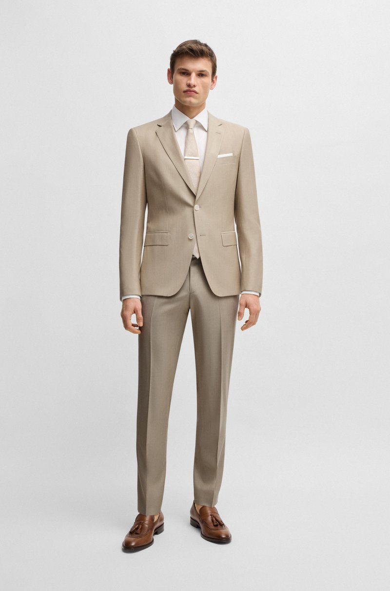 Hugo Boss Traje slim fit de mezcla de lana