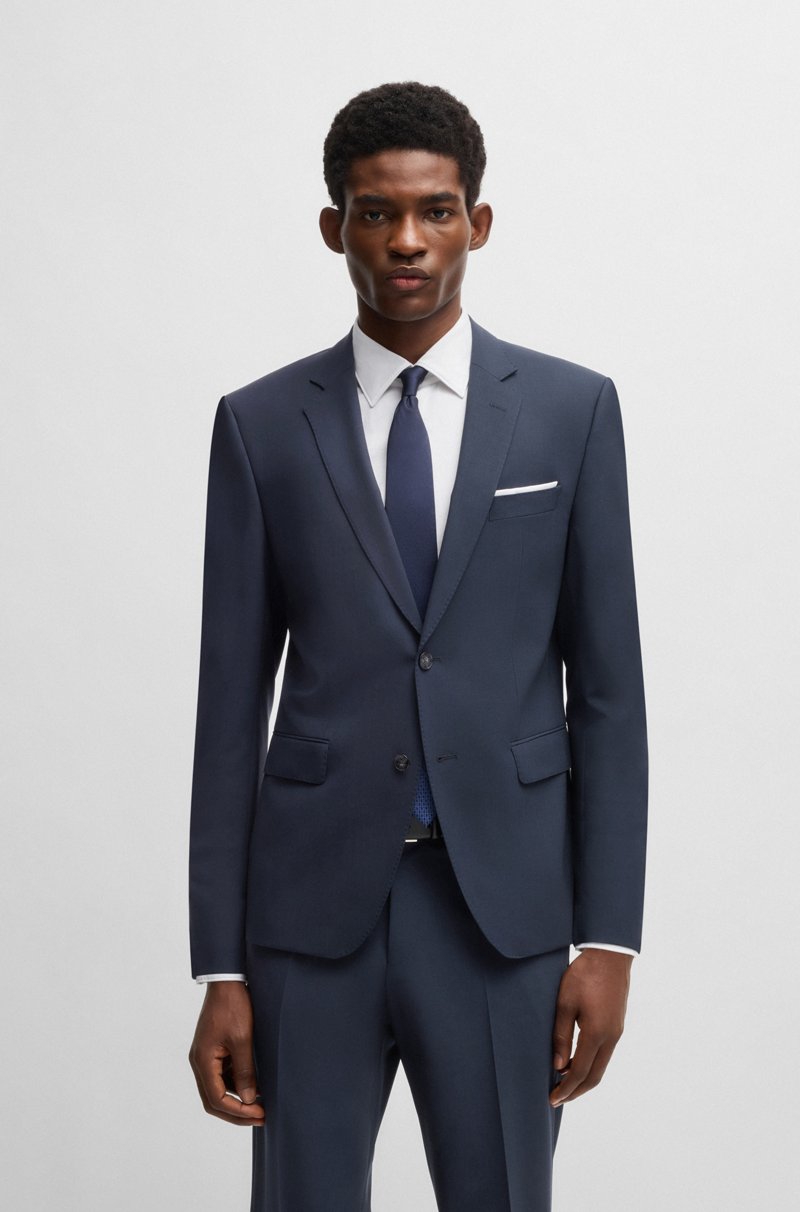 Hugo Boss Traje Slim Fit En Lana Virgen Elástica