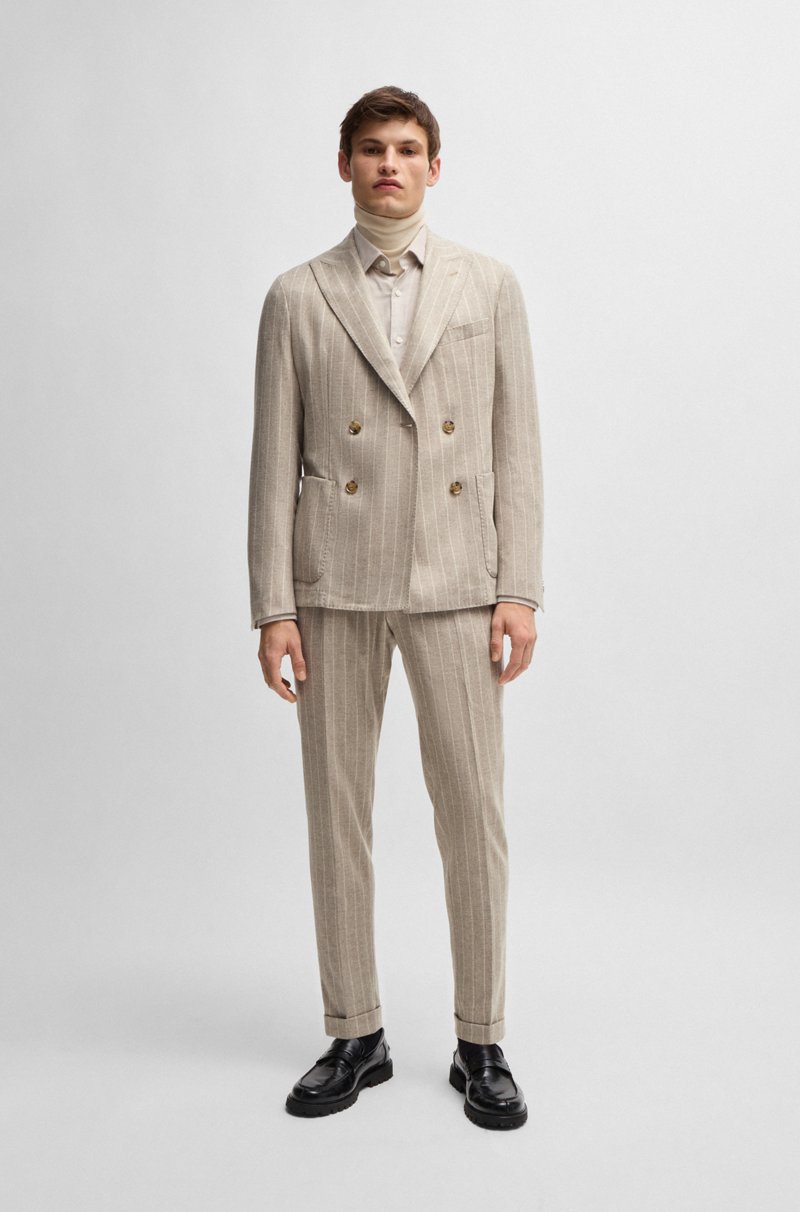 Hugo Boss Traje slim fit en mezcla de lana a rayas