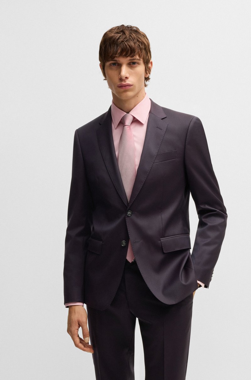 Hugo Boss Traje Slim Fit En Sarga Técnica De Lana